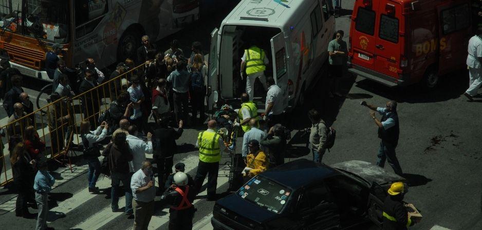 Imagen de simulacro de siniestro de tránsito realizado frente a Plaza Independencia Imagen de simulacro de siniestro de tránsito realizado frente a Plaza Independencia