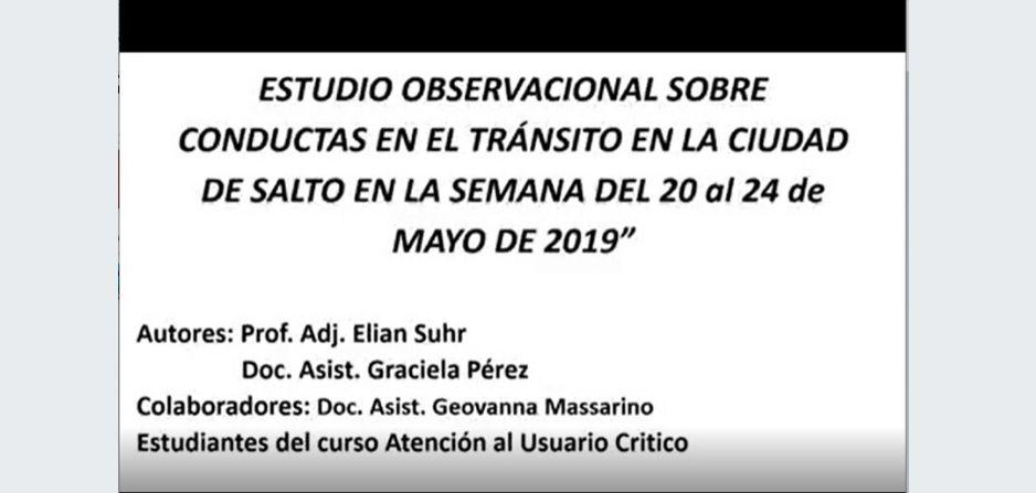 Portada de la presentación del Estudio Observacional sobre conductas de tránsito realizado en Salto Portada de la presentación del Estudio Observacional sobre conductas de tránsito realizado en Salto