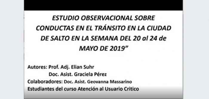 Portada de la presentación del Estudio Observacional sobre conductas de tránsito realizado en Salto