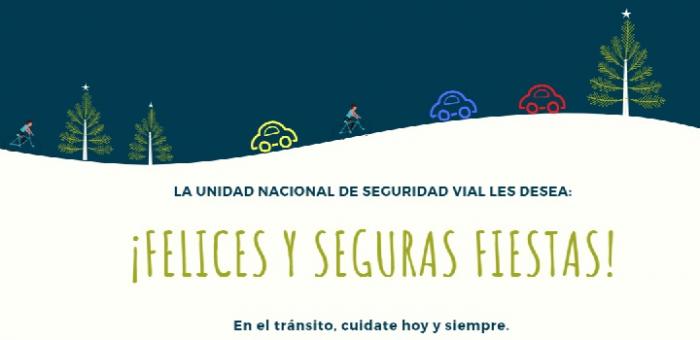 Felices y seguras Fiestas Tarjeta saudo de fin de año 2018