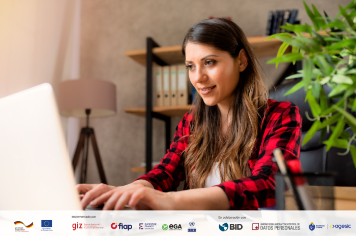 Protección de datos personales para pymes Persona utilizando una computadora