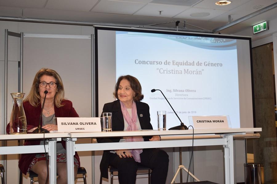 Lanzamiento Concurso de Equidad de Género "Cristina Morán" Foto de Cristina Morán y Silvana Olivera presentado el Concurso