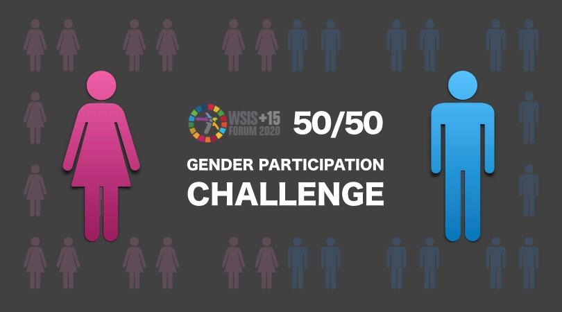 Poster del Desafío de equilibrio de género 50/50 lanzado por la CMSI 