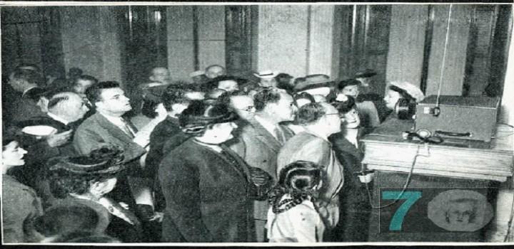 Primera transmisión de televisión en Uruguay. Montevideo, 9 de noviembre de 1943. Se utilizó la Estación CX 5 AQ primera estación de televisión autorizada por la Dirección de Radio – Comunicaciones Foto de la primera transmisión de televisión en Uruguay.