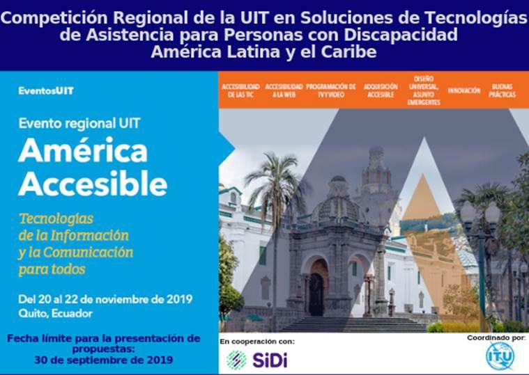 Competición Regional de la UIT en Soluciones de Tecnologías de Asistencia para Personas América Latina y el Caribe Imagen del afiche del evento