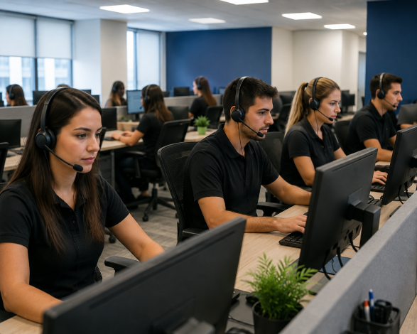 Imagen creada por IA sobre un call center Imagen creada por IA sobre un call center