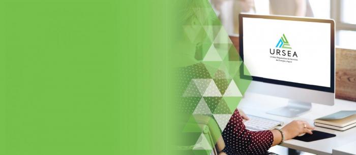 Imagen mujer en una computadora con logo de Ursea Imagen mujer en una computadora con logo de Ursea